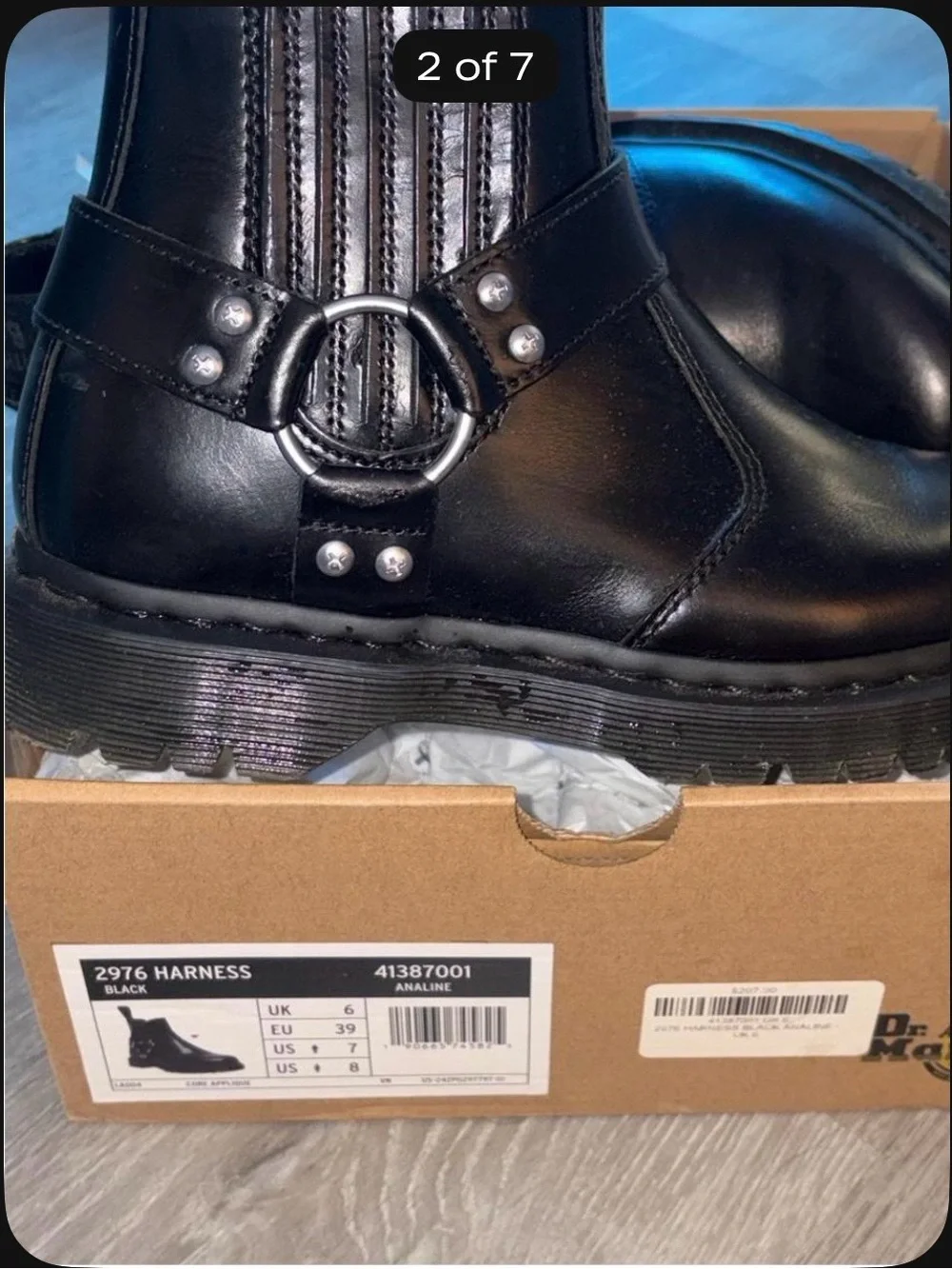 Dr. Martens Black Leather Ankle Boots with Harness Ring Detail